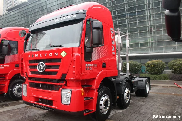 SAIC Hongyan Genlyon M100 Heavy Truck 350hp 6X2(8 wheels) LNG Tractor Truck Exterior (3) | 86Trucks