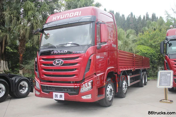Sichuan Hyundai Chuanghu XCIENT Heavy Truck 360 hp 8X4(12 wheels) 9.3m Flatbed Cargo Truck Exterior (2) | 86Trucks