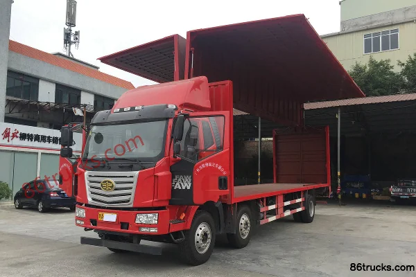FAW Liute Jinlu Medium Truck 220 hp 6X2(8 wheels) 9.6m Wing Opening Box Cargo Truck Exterior (3) | 86Trucks