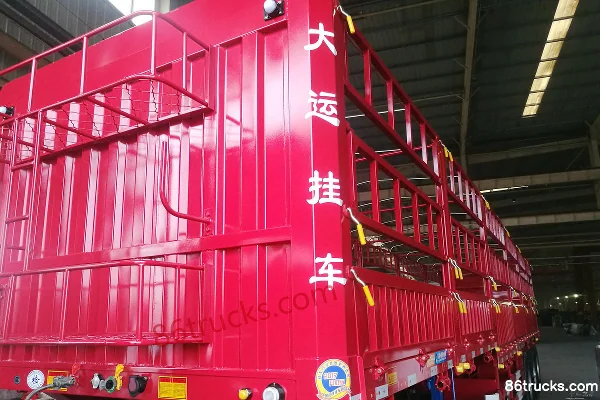 Dayun 13m flatbed with flower-bar double-opening half-lock-bar grid sides semi-trailer Exterior (3) | 86Trucks
