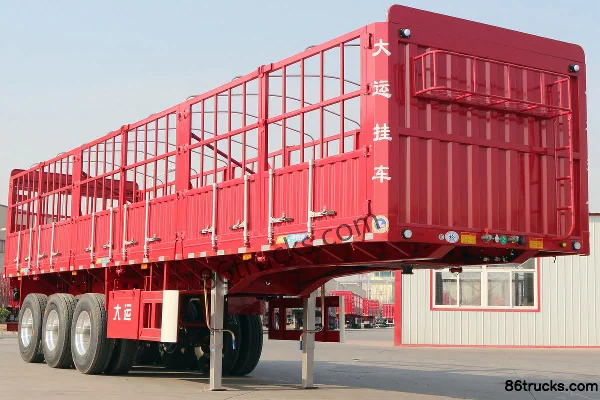 Dayun 13m flatbed with flower-bar double-opening half-lock-bar grid sides semi-trailer Exterior (2) | 86Trucks