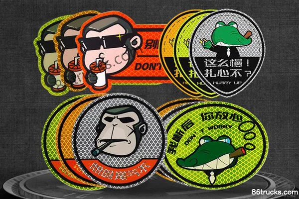 3M Diamond Grade cartoon reflective sticker big boss monkey/black bat/rascal crocodile reflective sticker Extérieur (2) | 86Trucks