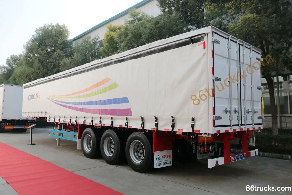 CIMC Huajun 13m Junlong L400 semi-remorque à trois essieux avec bâche et ridelles Extérieur (3) | 86Trucks