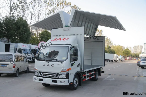 Yuanwang 120hp 4X2(6 wheels) 4.1m Single Row Wing Opening JAC Chassis Van Light Truck Exterior (2) | 86Trucks