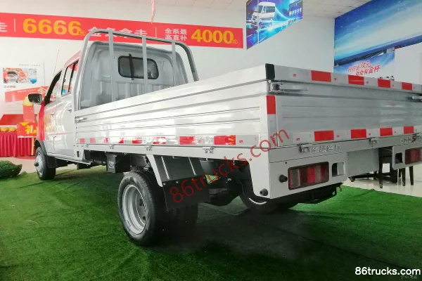 Jinbei Xinyuan T22S 1.3L 85hp 4X2(6 wheels) gasoline 2.55m double-row flatbed micro truck Body (1) | 86Trucks
