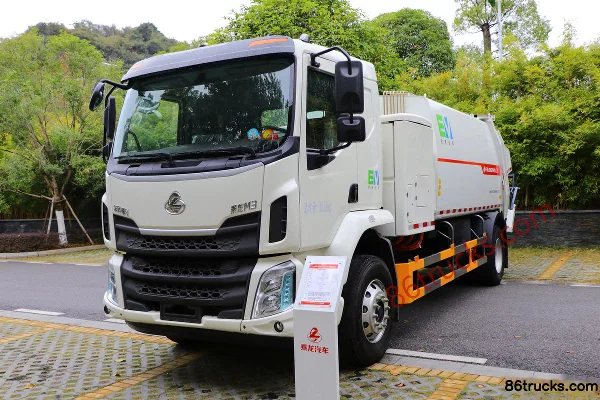 Dongfeng Liuqi New Chenglong M3 4X2(6 wheels) Semi-cab Pure Electric Compression Refuse Truck (Fulong Continental) 218kWh Exterior (3) | 86T