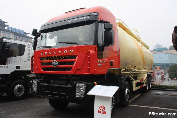 SAIC Hongyan Genlyon 380 hp 8X4(12 wheels) Bulk Powder Tanker (Weichai) Exterior (3) | 86Trucks
