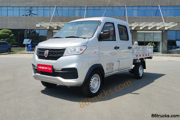 Jinbei T22 Version confort 85 ch 4X2(6 roues) 1.2L Essence 2,08 m double rangée plateau micro camion (China VI) Extérieur (3) | 86Trucks