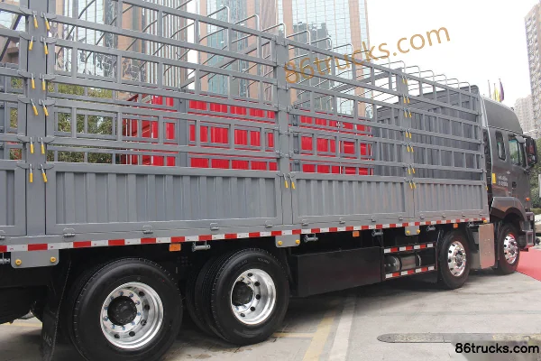 JAC Gallop A5W Heavy Truck 350 hp 8X4(12 wheels) 9.6m Cage Cargo Truck Body (2) | 86Trucks