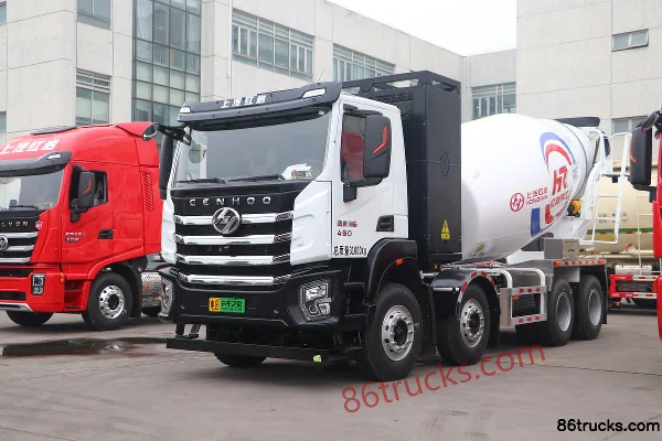SAIC Hongyan Jiehu H6 490hp 8X4(12 wheels) Battery Swap Electric Concrete Mixer Truck 282kWh Exterior (3) | 86Trucks