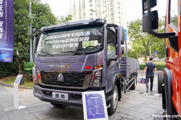 Sinotruk HOWO Tongshuai 170hp 4X2(6 wheels) 5.75m Row Half Flatbed Cargo Truck Exterior (3) | 86Trucks