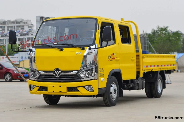 Foton Auman M Card 2.0L 144hp 4X2(6 wheels) gasoline 3.19m double-row flatbed mini truck (hydraulic brake) (yellow) Exterior (3) | 86Trucks