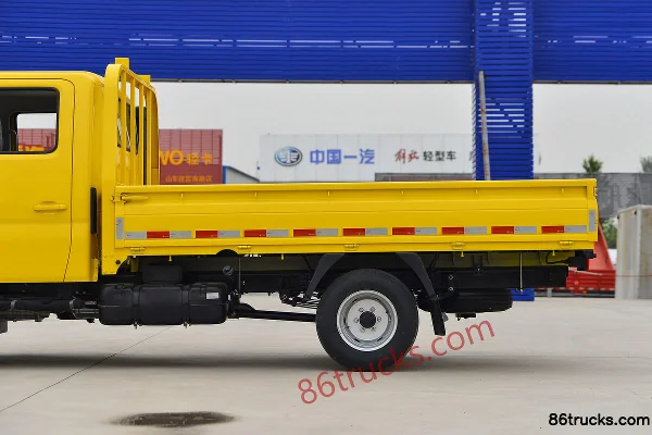 Foton Auman M Card 2.0L 144hp 4X2(6 wheels) gasoline 3.19m double-row flatbed mini truck (hydraulic brake) (yellow) Body (2) | 86Trucks