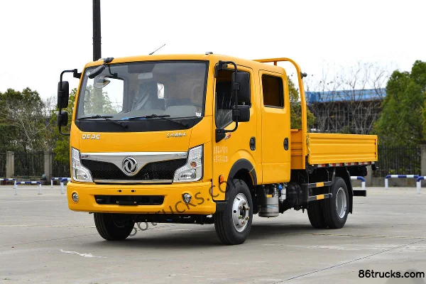 Dongfeng Furui F6 140hp 4X2(6 wheels) 3.13m Double Row Flatbed Light Truck (Engineering Yellow)(China VI) Exterior (3) | 86Trucks