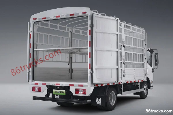 JMC E-Luda Medium Body Fruit & Vegetable Distribution Edition Hydraulic Brake 4.2m Single Row Pure Electric Stake Truck CATL 100.46kWh 4X2(6