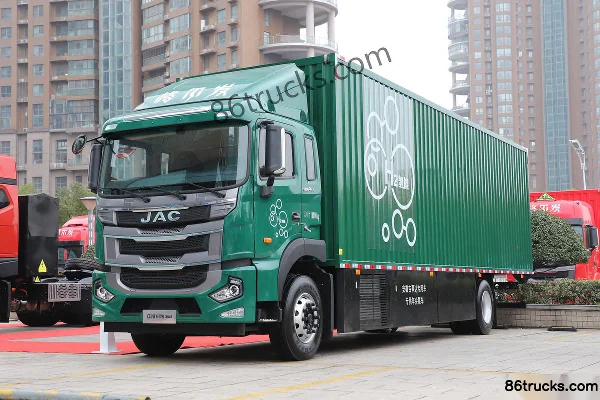 JAC Gallop A5X Heavy Truck 18T 4X2(6 wheels) 9.8m Fuel Cell Box Cargo Truck 50.45kWh Exterior (3) | 86Trucks