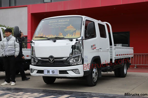 Foton Aoling M Card 132hp 4X2(6 wheels) 3.19m double-row flatbed mini truck (air brake)(wide track) Exterior (3) | 86Trucks