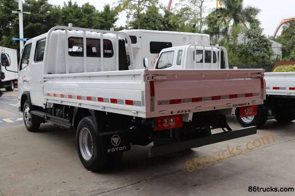 Foton Aoling M Card 132hp 4X2(6 wheels) 3.19m double-row flatbed mini truck (air brake)(wide track) Body (3) | 86Trucks
