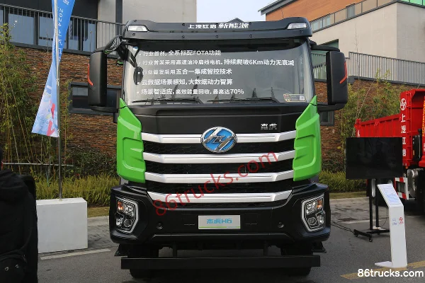 SAIC Hongyan Jiehu H6 Smart Electric Edition 6X4(10 roues) 5.6m Swappable Electric Dump Truck 282kWh Extérieur (2) | 86Trucks