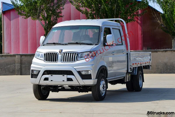 Jinbei T5L 2024 Comfort 1.6L 123hp 4X2(6 wheels) Gasoline 2.85m Double-row Flatbed Micro Truck Exterior (3) | 86Trucks