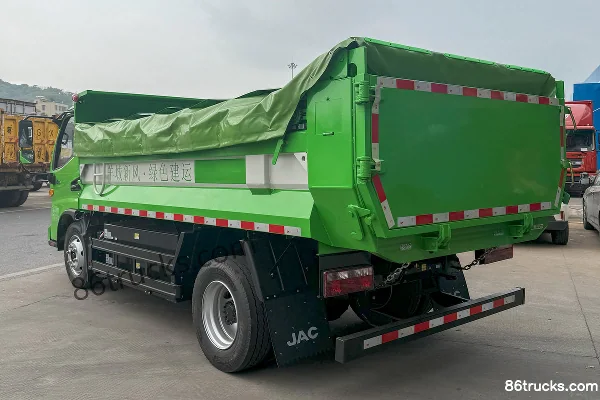 JAC Junling G5 4X2(6 wheels) Electric Single-Row Detachable Container Garbage Truck CATL 162.28kWh (Qinhong Brand) Exterior (3) | 86Trucks