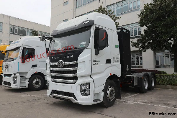 SAIC Hongyan Genlyon H6 6X4(10 wheels) high roof battery electric tractor truck (export) CATL 282kWh Exterior (3) | 86Trucks