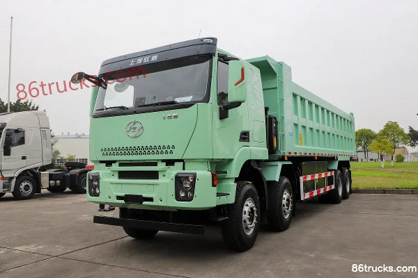 SAIC Hongyan Genlyon Heavy Duty 8X4(12 wheels) 8.8m Pure Electric Dump Truck CATL 600kWh Exterior (3) | 86Trucks